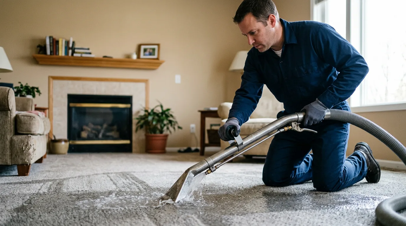 Water damage restoration technician working near Cassopolis, MI